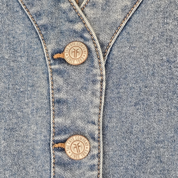 NWT Frye Light Wash Denim Mini Dress Sleeveless V-Neck Button Front Size XL - Picture 7 of 10